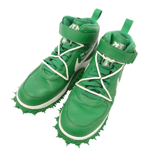 NIKE ナイキ OFF-WHITE オフホワイト DR0500-300 × Off-White Air Force 1 Mid SP LTHR Pine Green エア フォース ワン ミッド エスピー レザー オフホワイト パイングリーン ミドルカット スニーカー グリーン系 ホワイト系 28㎝【中古】