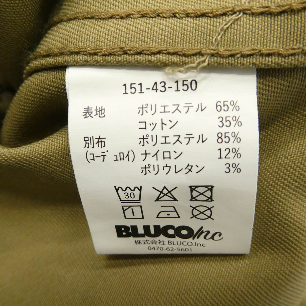 BLUCO WORK GARMENT ブルコ 151-43-150 コットン オーバーオール サロペット カーキ系 L【中古】