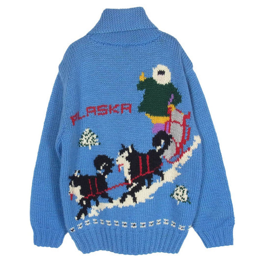 Pherrow's フェローズ ALASKA 犬 カウチンニット ジップカーディガン ライトブルー系 L【中古】