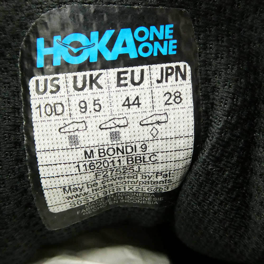 HOKA ONE ONE ホカ オネオネ 1162011 Bondi 9 ボンダイ9 ローカット スニーカー ランニングシューズ ブラック系 28cm【中古】