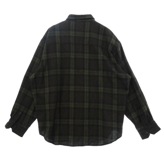WTAPS ダブルタップス 25AW 252TQDT-SHM03 LS WOPL. TWEED. TEXTILE. OF リサイクルウール ツイード オーバーフィット 長袖 チェック シャツ ダークブラウン系 02【中古】