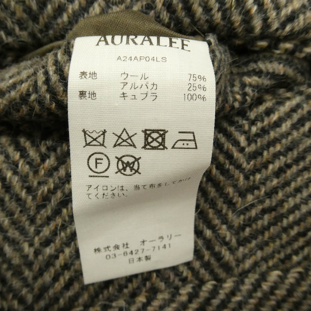 AURALEE オーラリー 24AW A24AP04LS LAMA SHETLAND WOOL TWEED SLACKS ラマ シェットランド ウール ツイード センタープレス ワイド テーパード スラックス グレー系 4【中古】