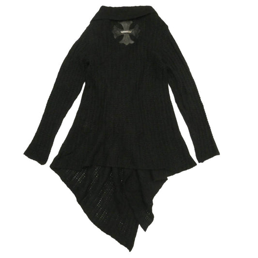 CHROME HEARTS クロムハーツ(原本無) 2613-304-3203 CH Plus Leather Patch Cashmere Knit Cardigan CHプラス レザーパッチ カシミヤ混 ニット カーディガン ブラック系 OS【中古】