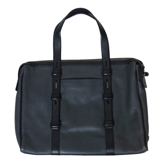 TUMI トゥミ MISSION HARRISON Leather Briefcase レザー ブリーフケース バッグ グレー系 ブラック系【中古】