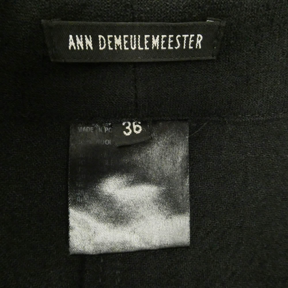 ANN DEMEULEMEESTER アンドゥムルメステール 前二重レイヤード ウールコート ブラック系 36【中古】