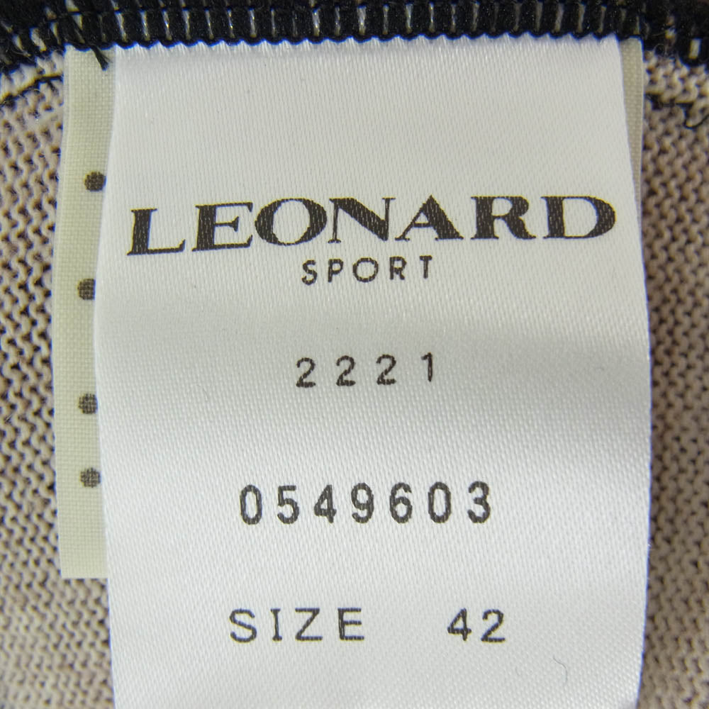 LEONARD レオナール 0549603 SPORT 総柄 グラフィック プリント ウール ニット 長袖 ワンピース ブラック系 ブラウン系 42【中古】