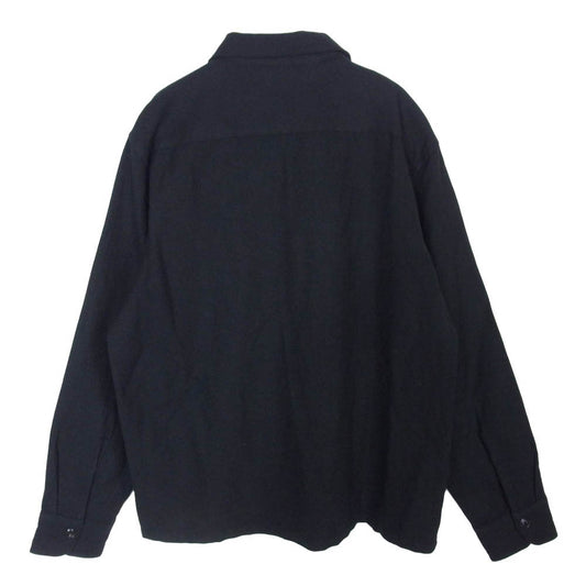 TENDERLOIN テンダーロイン T-WOOL SHT チェーン刺繍 ロゴ オープンカラー 開襟 長袖 ウール シャツ ブラック系 M【中古】