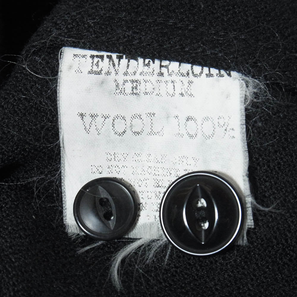 TENDERLOIN テンダーロイン T-WOOL SHT チェーン刺繍 ロゴ オープンカラー 開襟 長袖 ウール シャツ ブラック系 M【中古】