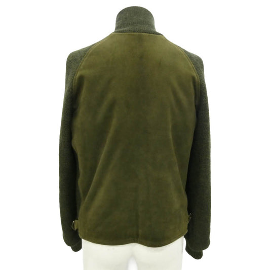 TENDERLOIN テンダーロイン T-WORK LONG JKT ウール ニット切替 ワーク ロング スエード ジャケット モスグリーン系 M【中古】