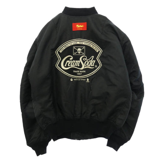 CREAM SODA クリームソーダ MA1 サテン ミリタリー ジャケット ブラック系 L【中古】