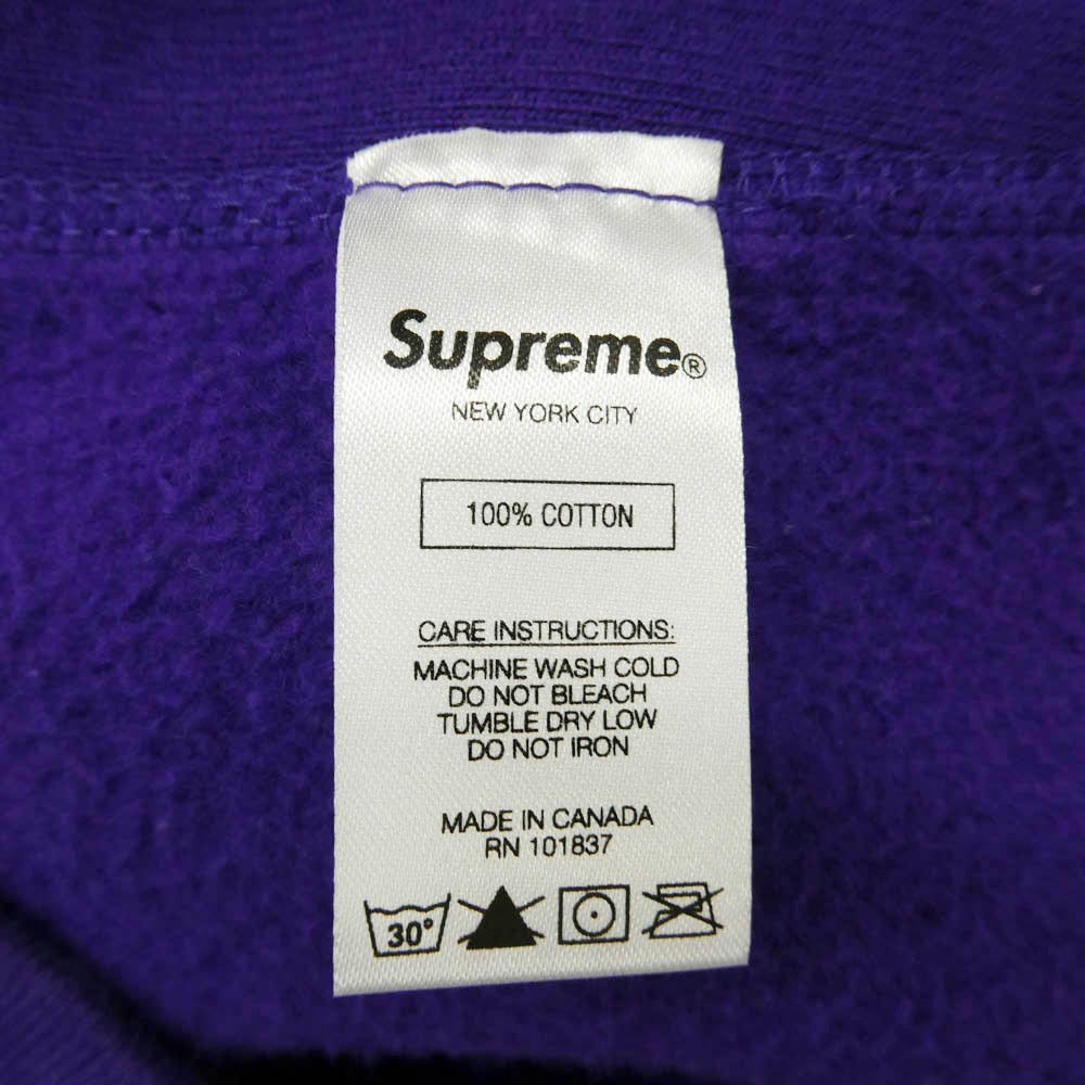 Supreme シュプリーム 19AW Micro Logo Hooded Sweatshirt マイクロロゴ フーデッド スウェットシャツ パーカー フーディー パープル系 L【中古】