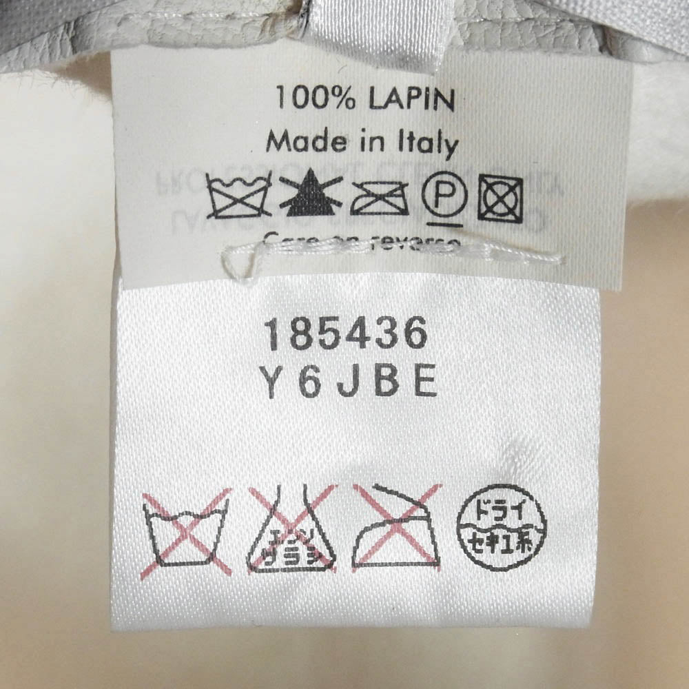 YVES SAINT LAURENT イヴサンローラン 185436 Y6JBE ラビット ファー チェーン付き ハット 帽子 ホワイト系【中古】