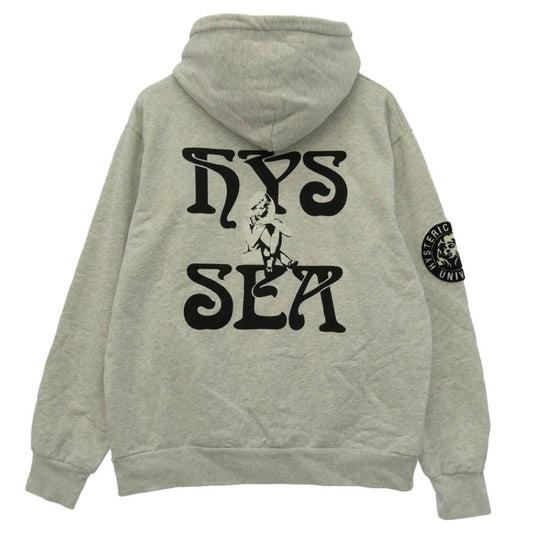 HYSTERIC GLAMOUR ヒステリックグラマー WIND AND SEA ウィンダンシー WDS-C-HYS-24-Q2-07 × WIND AND SEA ウィンダンシー ワッペン バックロゴ プルオーバー パーカー フーディー グレー系 L【中古】