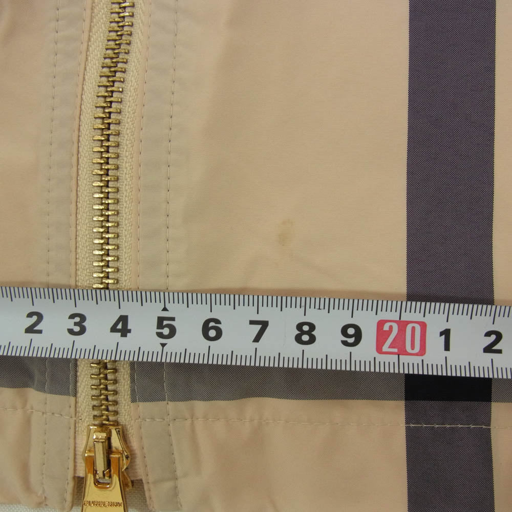 BURBERRY バーバリー 8054298 ロゴ チェック ナイロン フード フーディー ジップアップ ジャケット ベージュ系 36【中古】