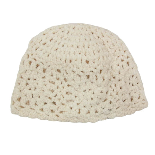 ンニット velour crochet KNIT cap かぎあみ ニット帽 オフホワイト系 0 【中古】