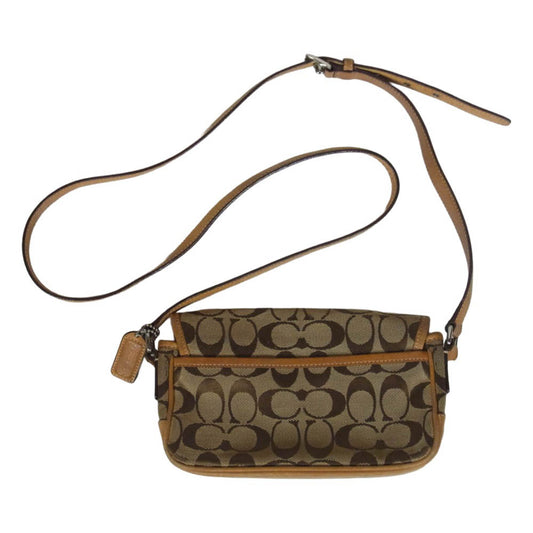 COACH コーチ 6844 シグネチャー ショルダー バッグ ライトブラウン系【中古】
