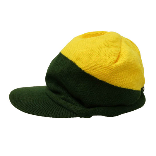 GOODENOUGH グッドイナフ 09s Archive HEAD GEAR アーカイブ ヘッドギア オスロキャップ ニット 帽 つば付き キャスケット モスグリーン系 イエロー系【中古】
