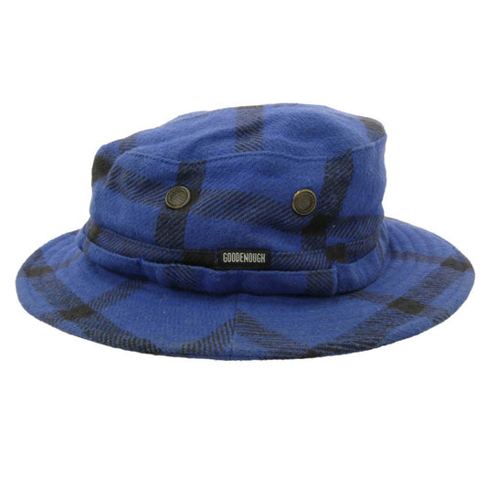 GOODENOUGH グッドイナフ × FINESSE Archive SAFARI HAT フィネス アーカイブ チェック サファリ ハット 帽子 ブルー系【中古】