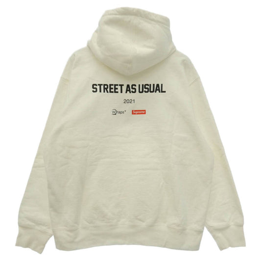 Supreme シュプリーム WTAPS ダブルタップス 21AW × WTAPS ダブルタップス Sic'em! Hooded Sweatshirt シリエム フーデッド スウェットシャツ フーディー パーカー ホワイト系 L【中古】