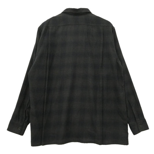COMOLI コモリ 22AW W03-02018 Wool Check Open Collar Shirt ウールチェック オープンカラーシャツ 開襟 長袖シャツ ブラック系 3【中古】