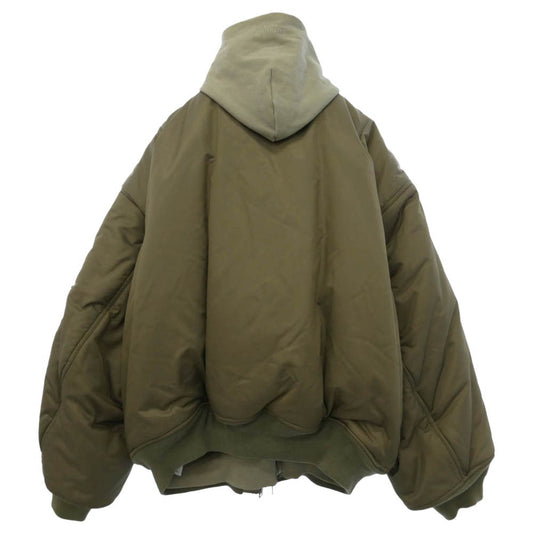 BALENCIAGA バレンシアガ 23SS 746456 TN027 Paris All In Nylon Hooded Bomber Jacket オールイン ナイロン フーデッド ボンバー ジャケット フーディー カーキ系 1【中古】