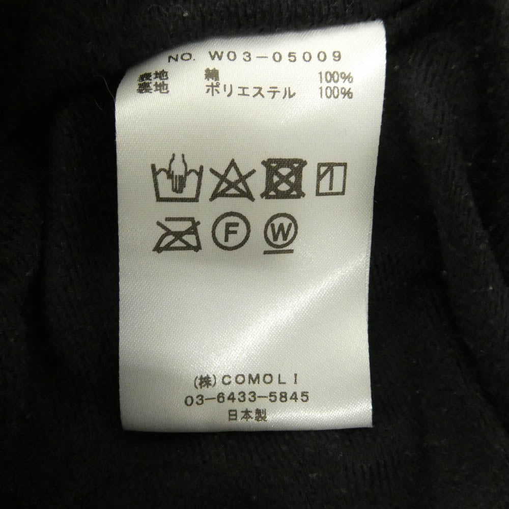 COMOLI コモリ 22AW W03-05009 ベロアジャージ ジップアップ トラックジャケット ブラック系 1【中古】