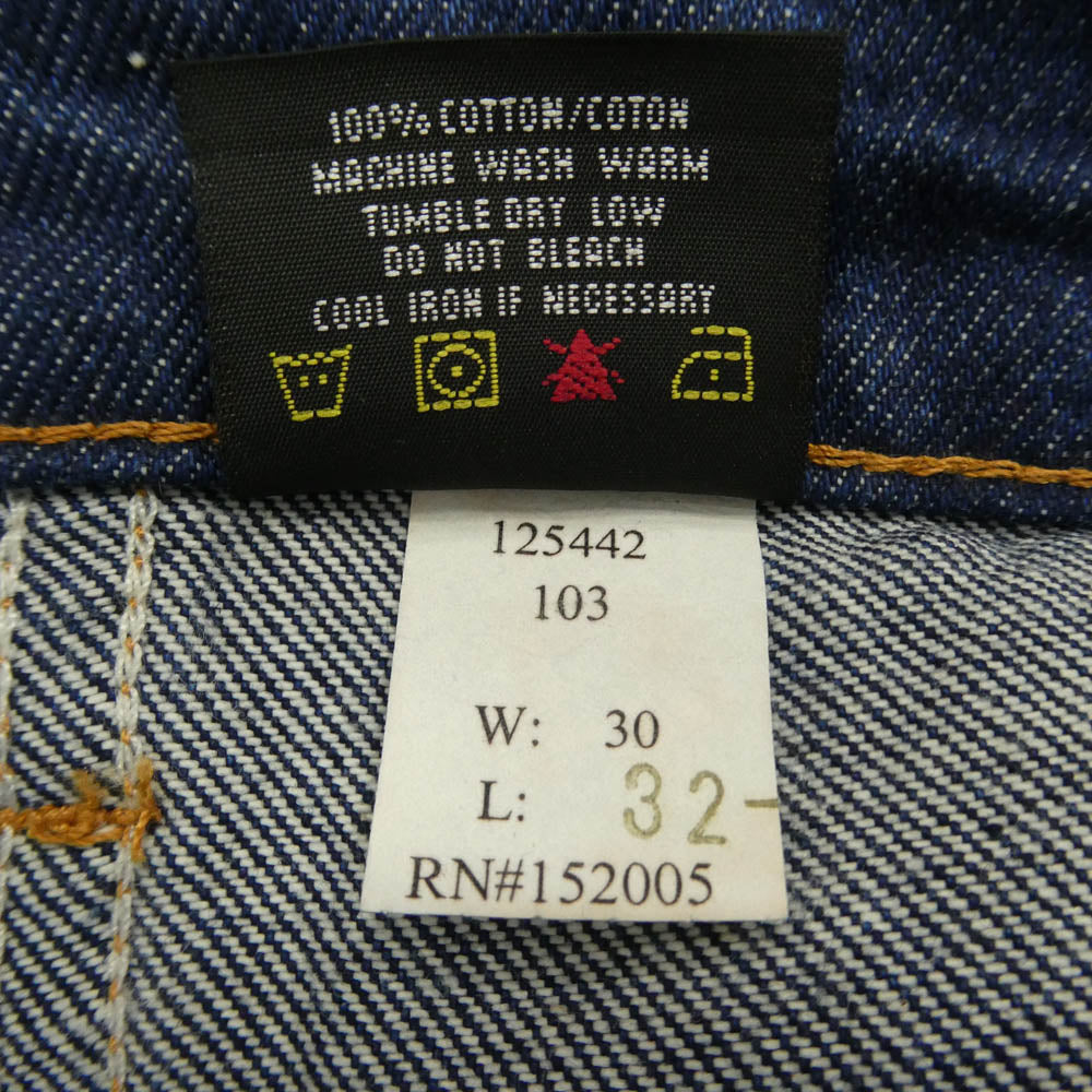 プリズンブルース 103 BASIC RELAXED FIT 5POCKET JEANS ベーシック リラックス フィット 5 ポケット ジーンズ デニム パンツ インディゴブルー系 W30 L32【中古】