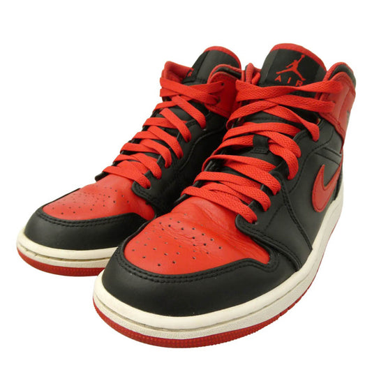 NIKE ナイキ DQ8426-060 Air Jordan 1 Mid Bred Toe エアジョーダン1 ミッド ブレッドトゥ スニーカー ブラック系 レッド系 25㎝【中古】
