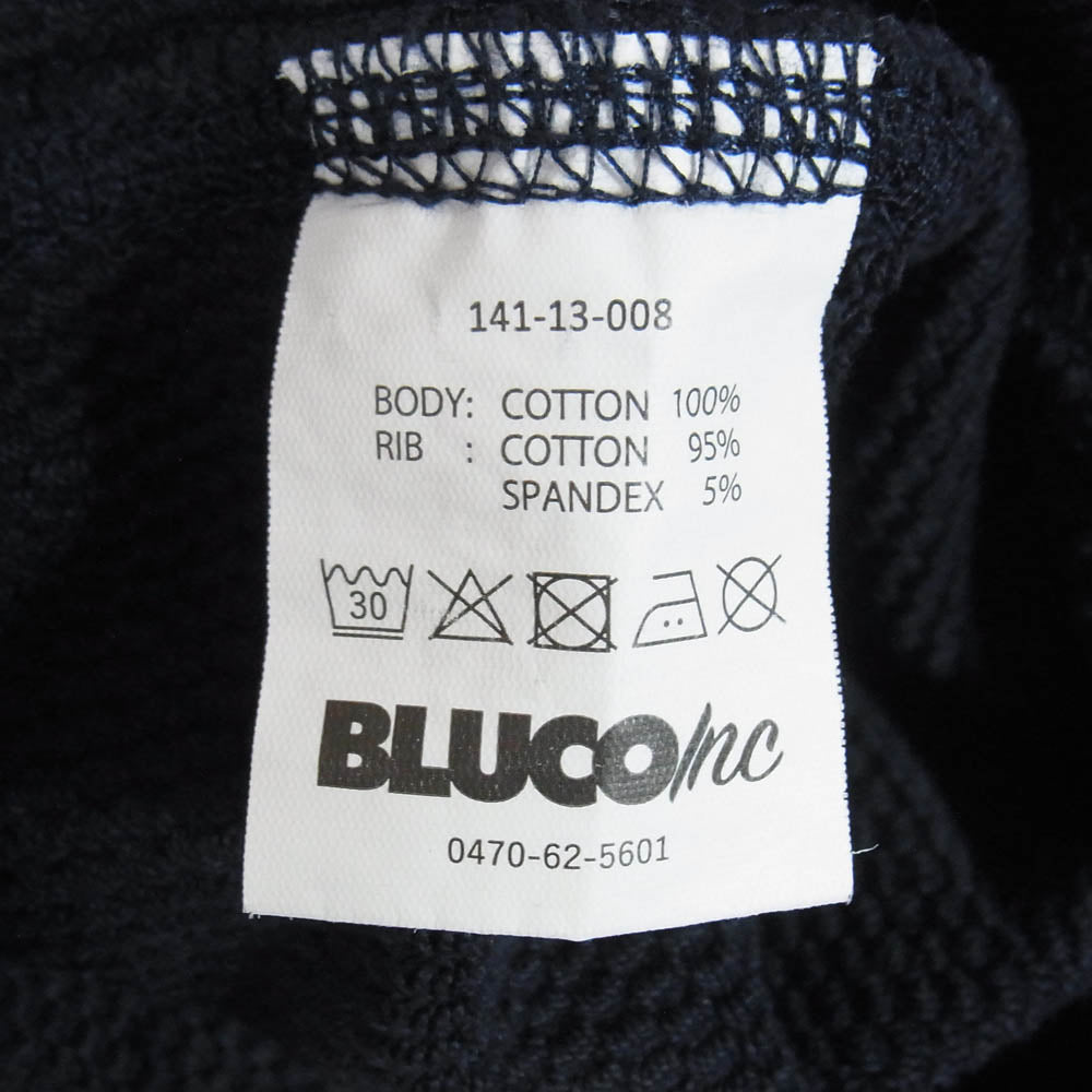 BLUCO WORK GARMENT ブルコ プリント フルジップ スウェット パーカー ネイビー系 L【中古】