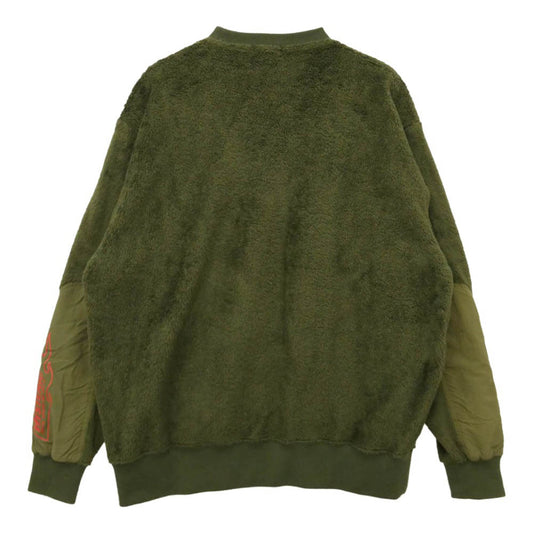 HYSTERIC GLAMOUR ヒステリックグラマー 20AW 02203CS08 HELL OVAL ロゴ ワッペン アップリケ フリース プルオーバー スウェット トレーナー モスグリーン系 L【中古】