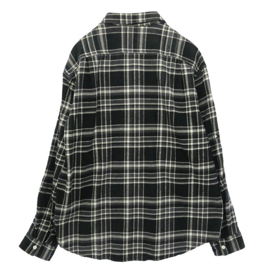 Supreme シュプリーム 25SS Old English Plaid Flannel Shirt ロゴ プレイド チェック フランネル ネルシャツ 長袖 シャツ ブラック系 ホワイト系 L【中古】