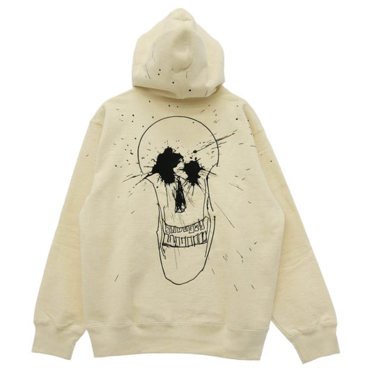 Supreme シュプリーム 22SS Ralph Steadman Skull Hooded Sweatshirt ラルフ ステッドマン スカル刺繍 ロゴプリント フーデッド プルオーバー スウェットシャツ パーカー フーディー オフホワイト系 M【中古】