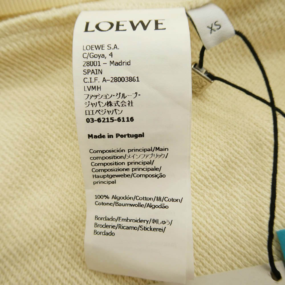 LOEWE ロエベ 23SS HB44Y24X04 ハウルの動く城 カルシファー レザーパッチ フーディ プルオーバー パーカー オフホワイト系 XS【美品】【中古】