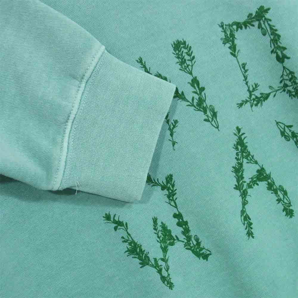ノウウェーブ kfa-1950 Branches Crewneck ロゴ プリント クルーネック スウェット ライトグリーン系 L【新古品】【未使用】【中古】