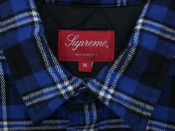 supreme quilted flannel shirts M 赤 RED
