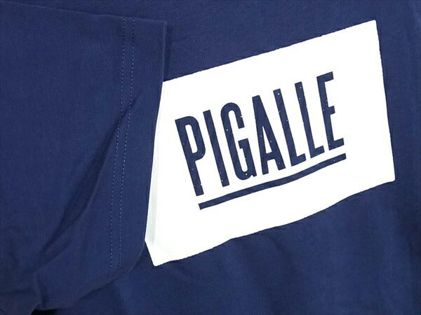 PIGALLE ピガール ロゴプリント 半袖 コットン100% ロゴ ボックス クルーネック Tシャツ ネイビー系 S【中古】