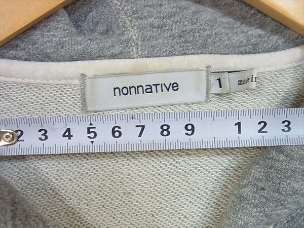 nonnative ノンネイティブ NN-C2701 コットン ジップパーカー 日本製 ジップ パーカー グレー系 1【中古】