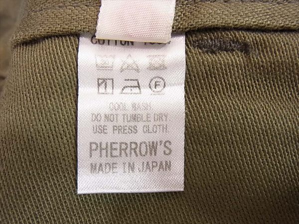 Pherrow's フェローズ ワークパンツ コットン ジップ ジャパンメイド 日本製 パンツ カーキ(オリーブグリーン)系 カーキ(オリーブグリーン)系 28【中古】