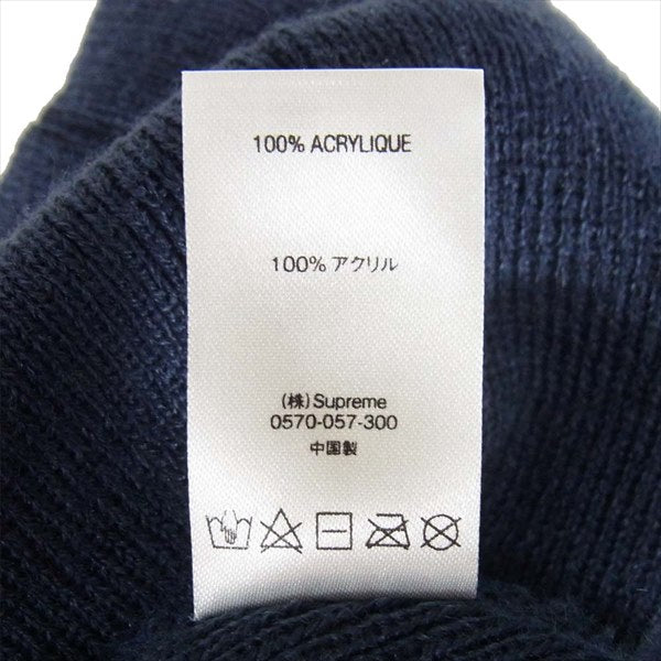 Supreme シュプリーム 19AW Raised Patent Logo Beanie ビーニー ブランドロゴ ニットキャップ ネイビー系【美品】【中古】