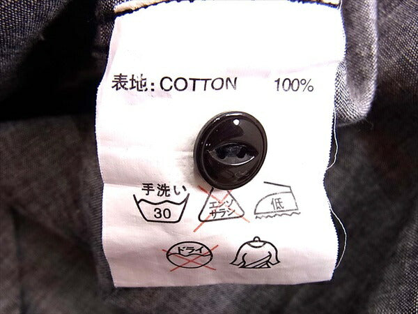 BLUCO WORK GARMENT ブルコ 7分袖 シャンブレー ワーク シャツ メンズ 刺繍 ワンポイント 長袖シャツ ブラック系 M【中古】