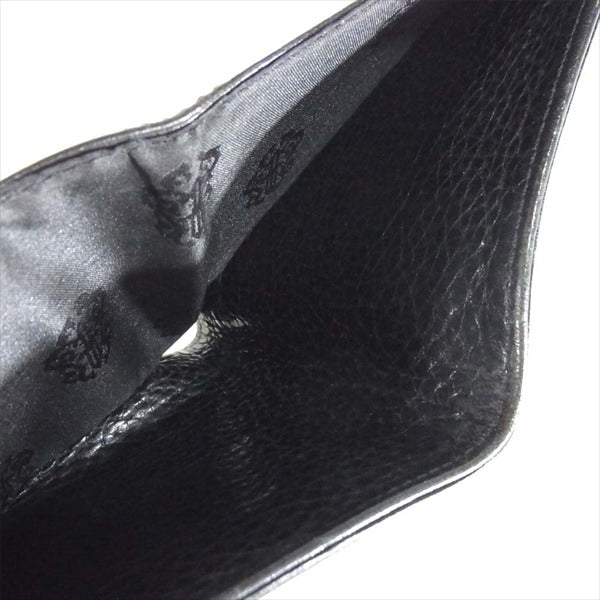 CHROME HEARTS クロムハーツ(原本無) 1SNAP 1スナップ クロスボールボタン レザー 二つ折り レザーウォレット 黒系【中古】