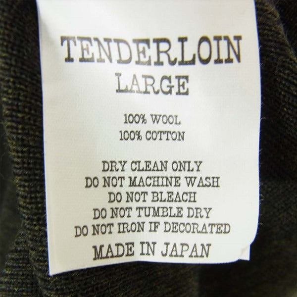 TENDERLOIN テンダーロイン T-J.O SWEATER コーデュロイ 切替 ニット 長袖シャツ カーキ(オリーブグリーン)系 L【中古】