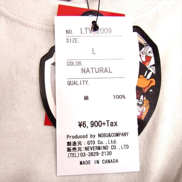 VANSON バンソン LTV-2009 ルーニー・テューンズ LOONEY TUNES 天竺 半袖 Tシャツ ベージュ系 L【新古品】【未使用】【中古】
