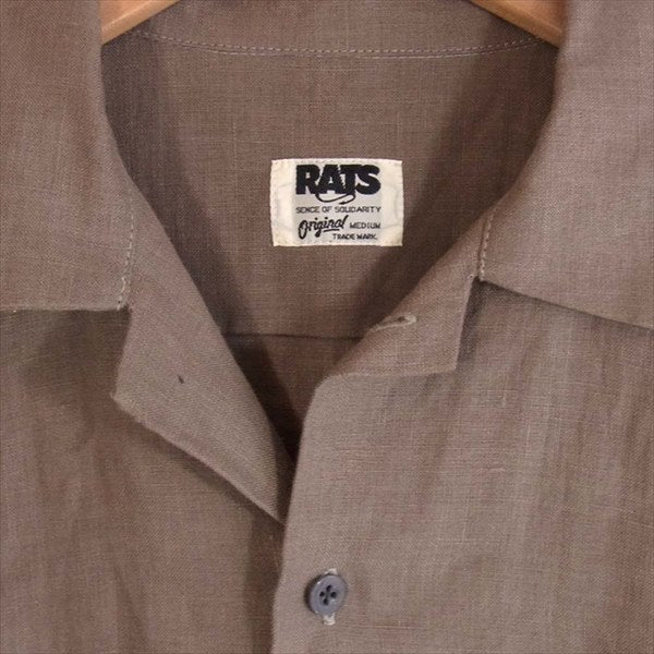 RATS ラッツ 15RS-0504 オープンカラー リネンシャツ メンズ 日本製 半袖シャツ ブラウン系 ブラウン系 M【中古】