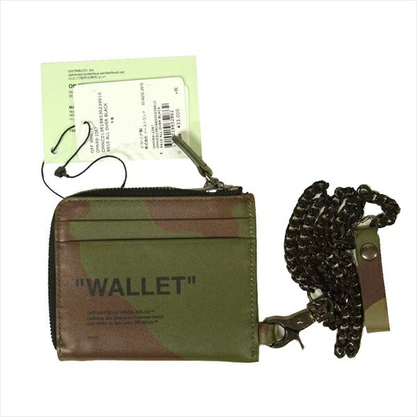 OFF-WHITE オフホワイト 国内正規品 19SS CAMOUFLAGE QUOTE ZIP WALLET ウォレット 財布 コインケース  カーキ(オリーブグリーン)系 カーキ(オリーブグリーン)系【極上美品】【中古】