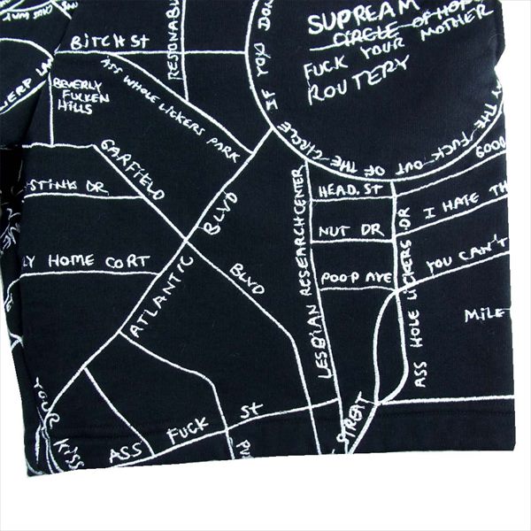 Supreme シュプリーム 19ss Gonz Embroidered Map Sweatshort スウェット ショーツ ハーフ パンツ ブラック系 S【美品】【中古】