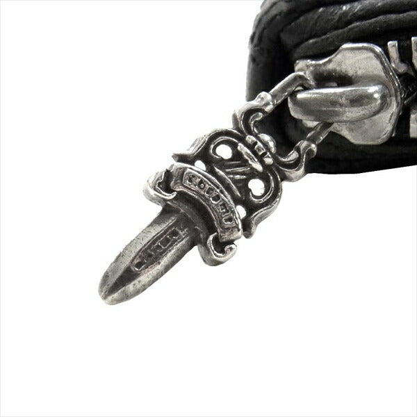 CHROME HEARTS クロムハーツ(原本無) REC F ZIP キルティング セメタリークロス ラウンドファスナー ジップ レザー ウォレット 財布 ブラック系【中古】
