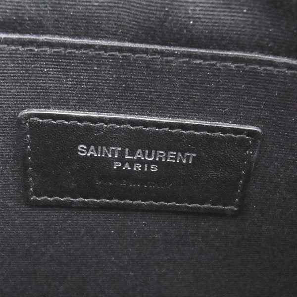 SAINT LAURENT サンローラン 462361 レザー ジップ ロゴ クラッチ メンズ バッグ 黒系 黒系【中古】