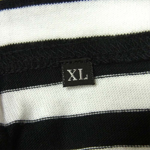 エフアールティー グラフィック プリント 半袖 Tシャツ 白 × 黒 ボーダー 白 × 黒 ボーダー XL【新古品】【未使用】【中古】