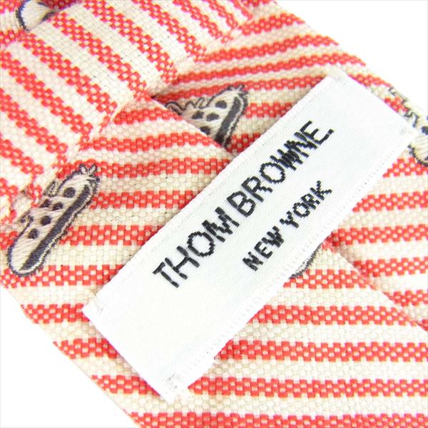 THOM BROWNE トムブラウン MNL001AWC003 紅白 ストライプ アメリカ製 潜水艦 コットン ネクタイ レッド系 レッド系【中古】